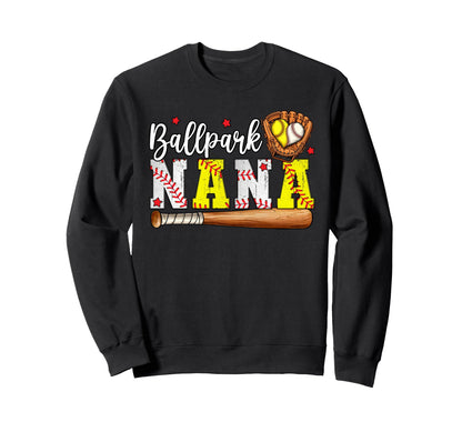 Ballpark Nana Softball Nana Sweatshirt - Custom Art Print for Adults - T-Shirt, Sweatshirt, Hoodie