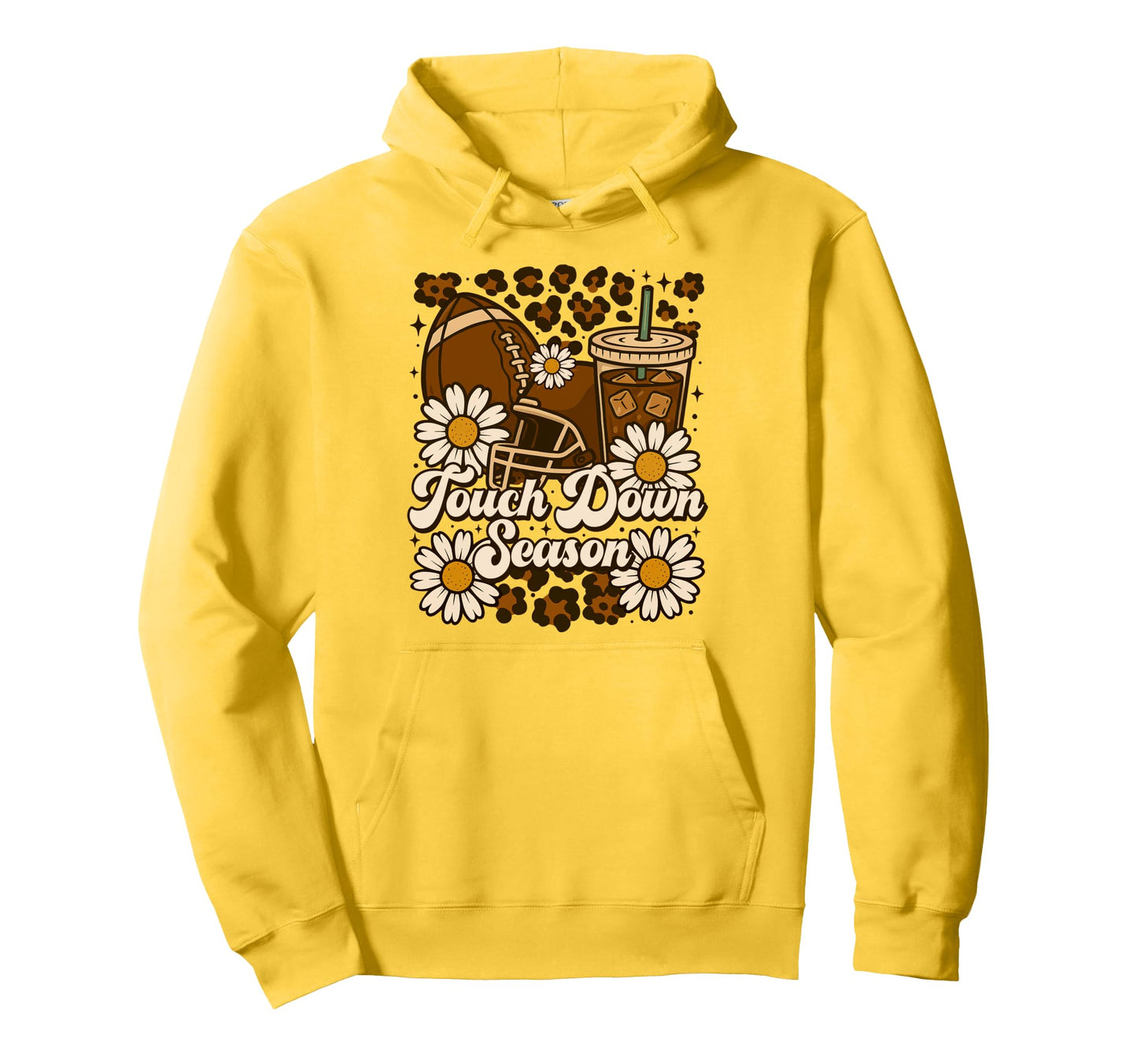 Touchdown Season Football Coffee Leopard Mom Hoodie - Graphic Print Unisex - T-Shirt, Sweatshirt, Hoodie