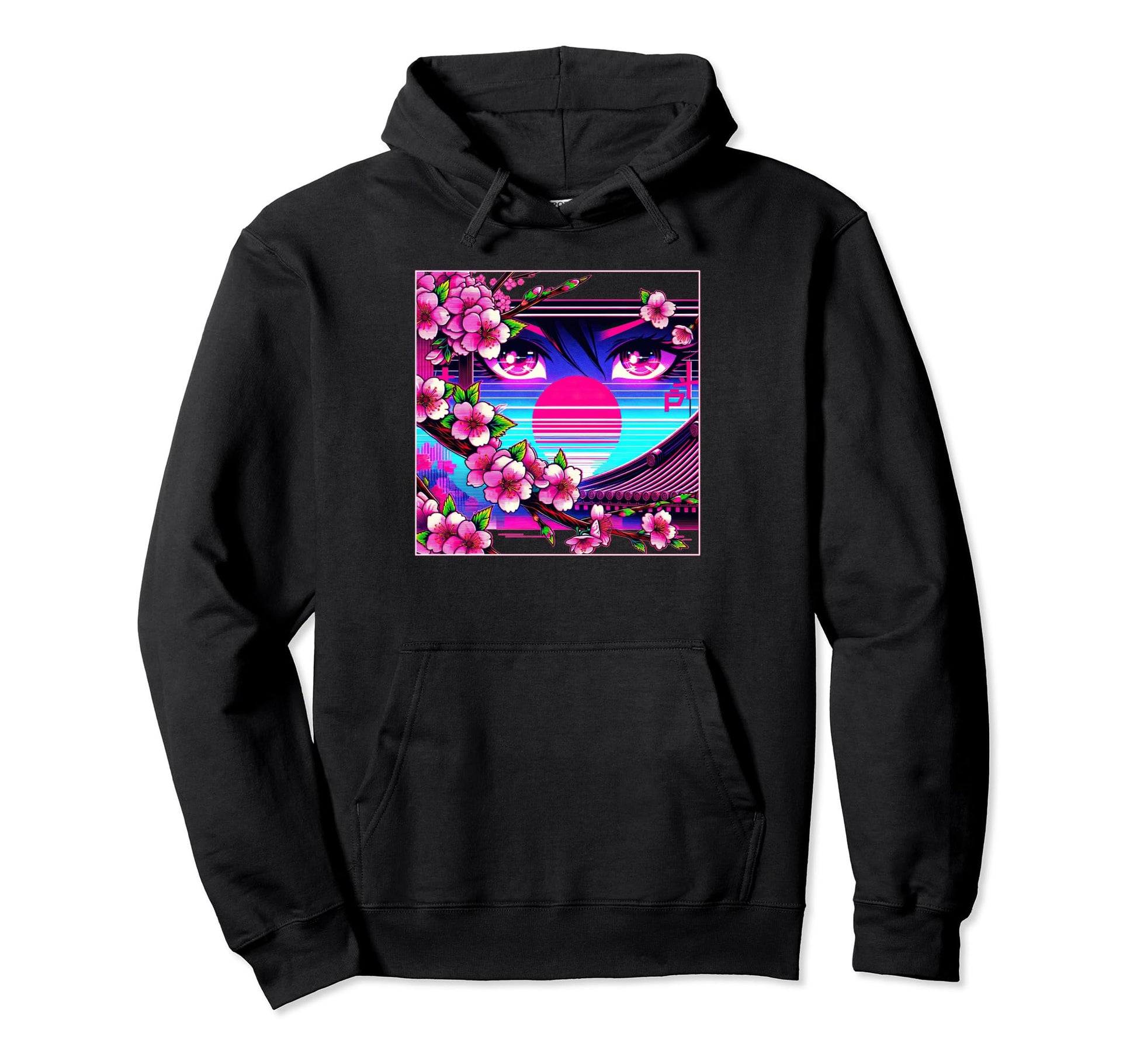 Sakura Synthwave Japanese Vaporwave Hoodie - Streetwear Style Unisex - T-Shirt, Sweatshirt, Hoodie