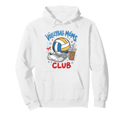 Volleyball Moms Club Iced Coffee Hoodie - Custom Art Print for Adults - T-Shirt, Sweatshirt, Hoodie