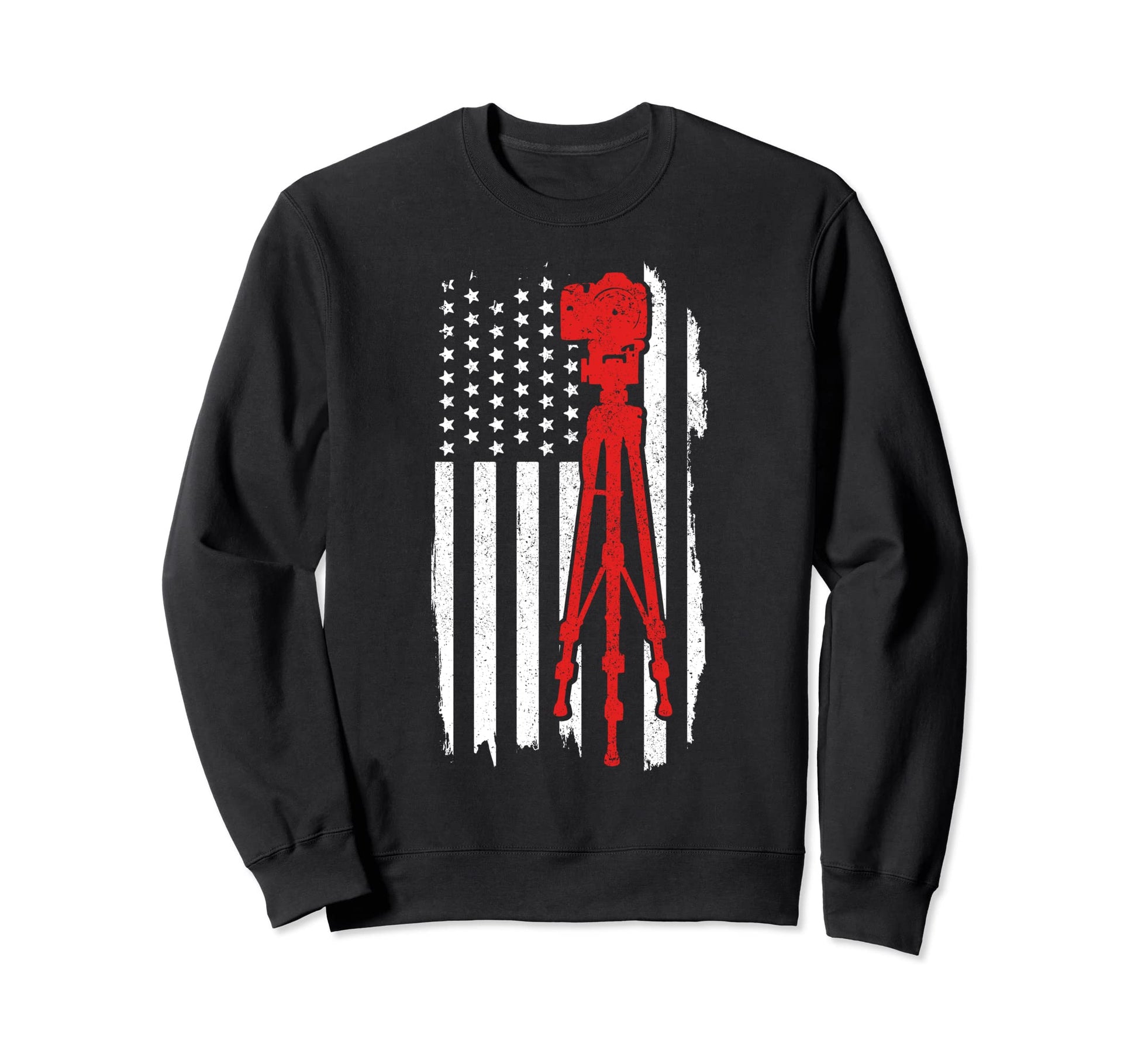 Patriotic Photographer Us Flag Sweatshirt - Novelty Apparel for Adults - T-Shirt, Sweatshirt, Hoodie