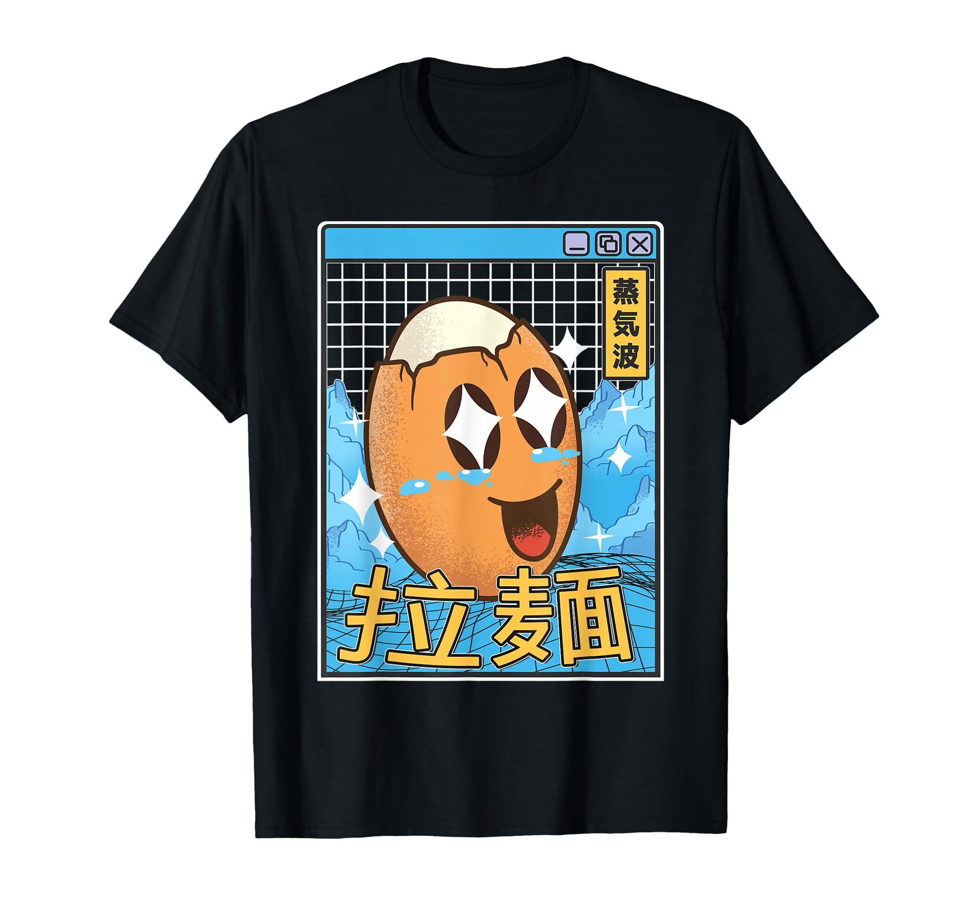 Egg Kawaii Grid Vaporwave Aesthetic T-Shirt - Streetwear Style for Adults - T-Shirt, Sweatshirt, Hoodie
