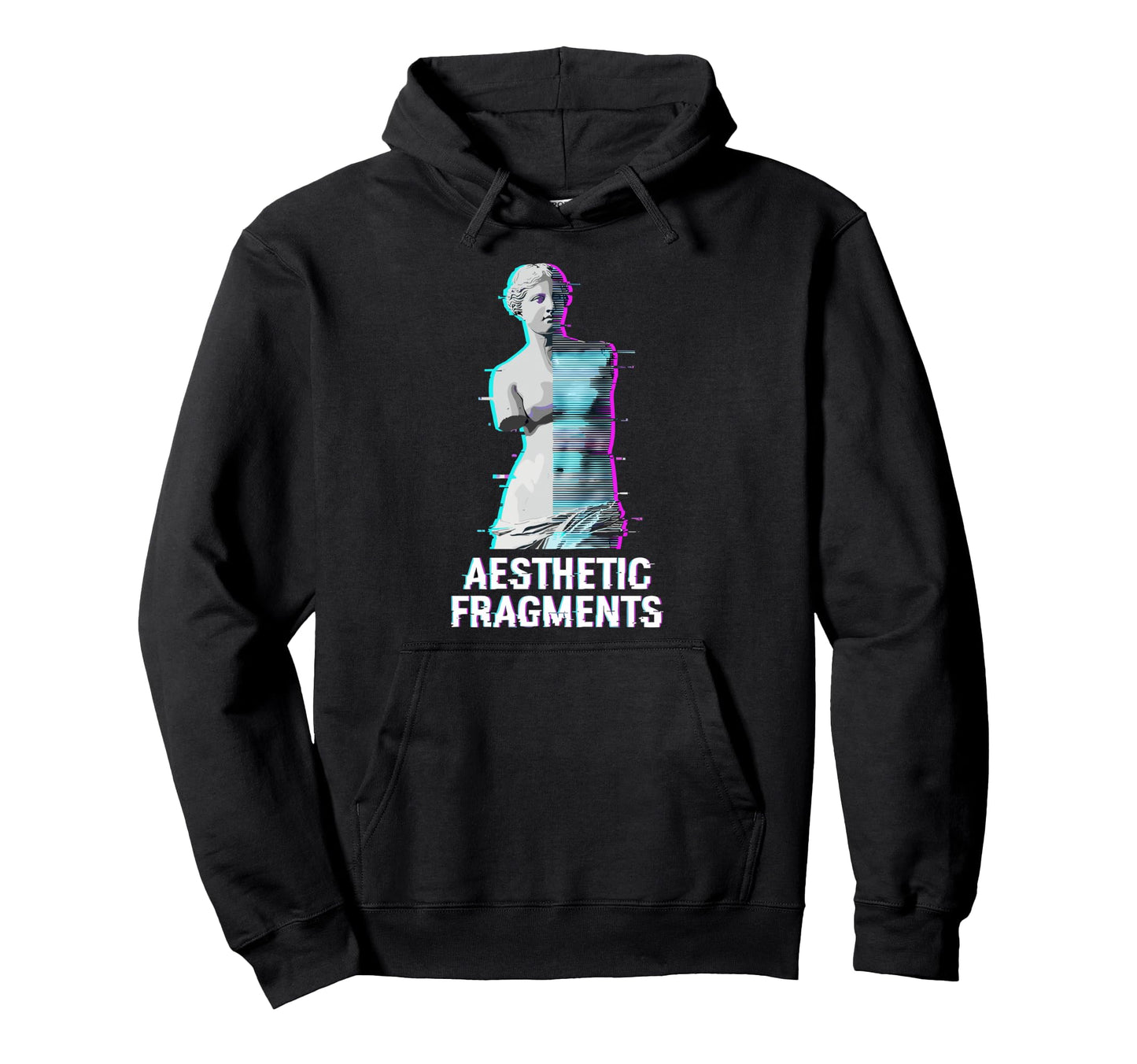 Aesthetic Fragments Glitch Statue Hoodie - Minimalist Print Unisex - T-Shirt, Sweatshirt, Hoodie