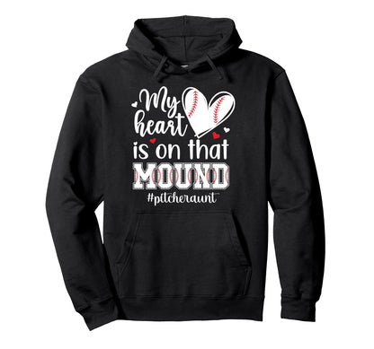 Proud Baseball Pitcher Aunt Baseball Hoodie - Trendy Graphic for Adults - T-Shirt, Sweatshirt, Hoodie