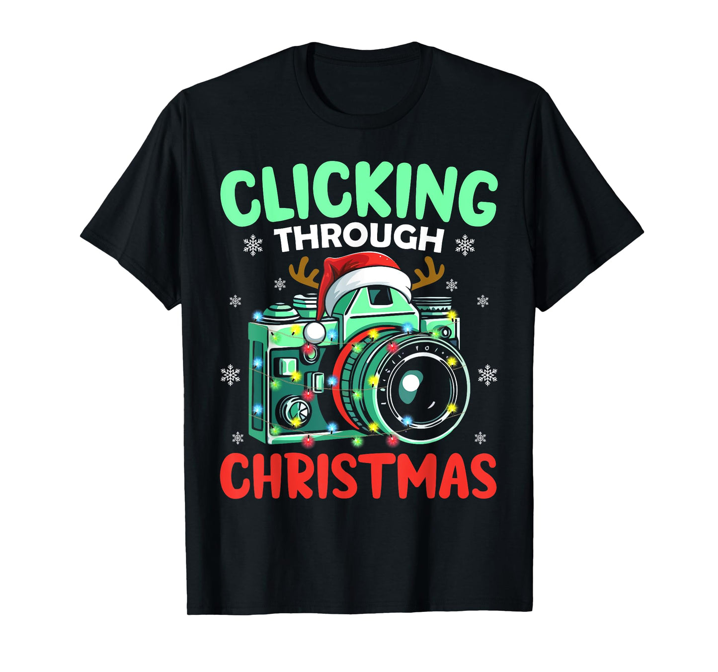 Clicking Through Camera Holiday Light T-Shirt - Graphic Print Unisex - T-Shirt, Sweatshirt, Hoodie