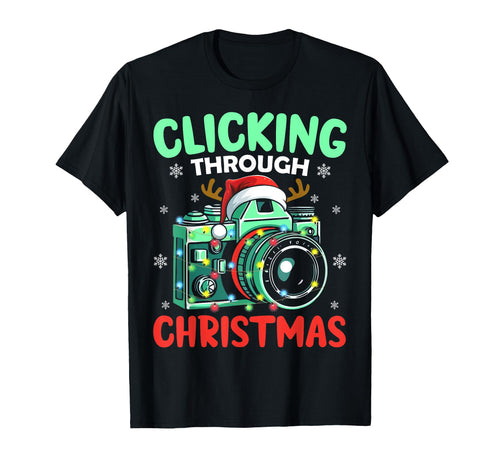 Clicking Through Camera Holiday Light T-Shirt - Graphic Print Unisex - T-Shirt, Sweatshirt, Hoodie