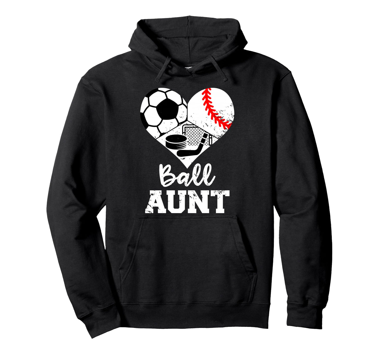Ball Aunt Heart Funny Soccer Baseball Hoodie - Novelty Apparel Men Women - T-Shirt, Sweatshirt, Hoodie