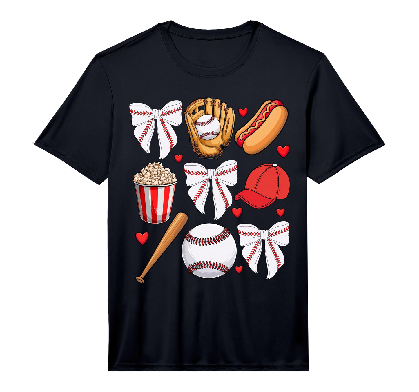 Baseball Coquette Bow Baseball Cheer T-Shirt - Streetwear Style Men Women - T-Shirt, Sweatshirt, Hoodie