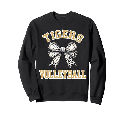 Gold Tigers Volleyball Coquette Bow Sweatshirt - Custom Art Print Unisex - T-Shirt, Sweatshirt, Hoodie