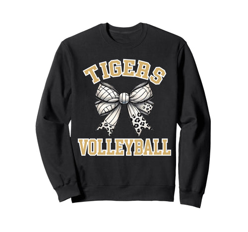 Gold Tigers Volleyball Coquette Bow Sweatshirt - Custom Art Print Unisex - T-Shirt, Sweatshirt, Hoodie