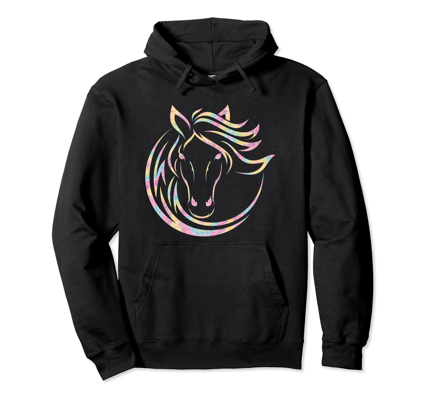 Horse Head Tie Die Boho Line Art Hoodie - Aesthetic Graphic Unisex - T-Shirt, Sweatshirt, Hoodie