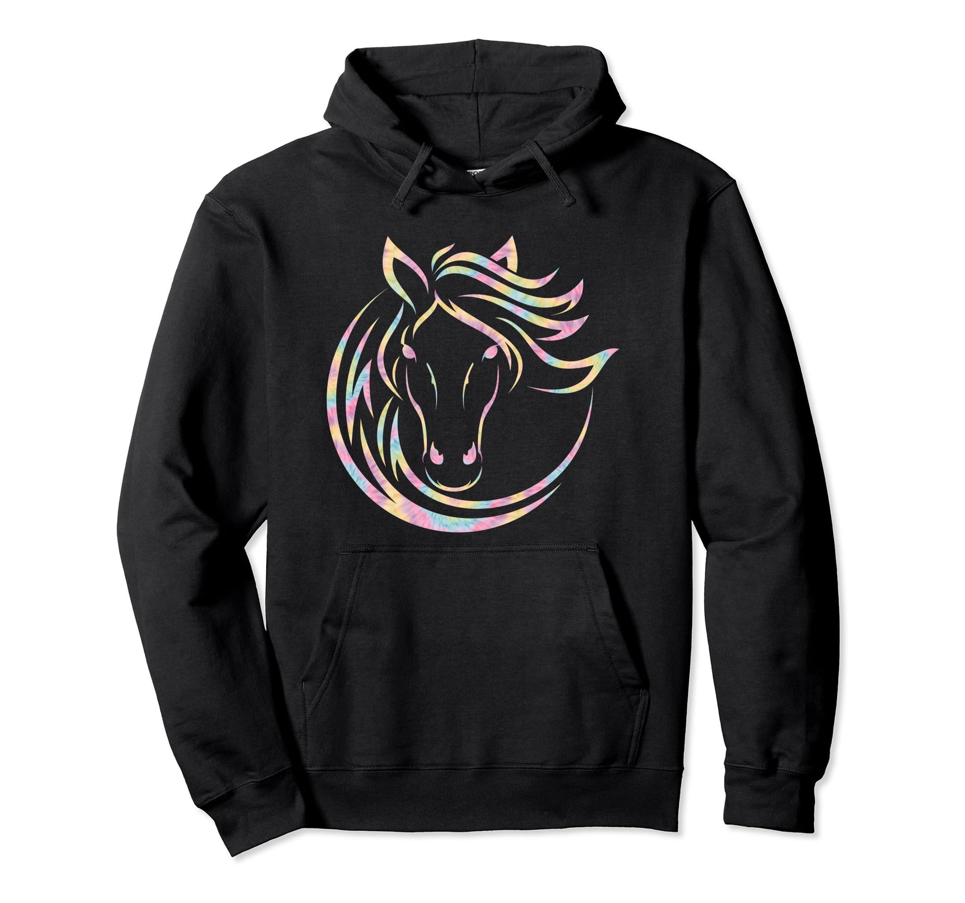Horse Head Tie Die Boho Line Art Hoodie - Aesthetic Graphic Unisex - T-Shirt, Sweatshirt, Hoodie