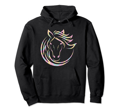 Horse Head Tie Die Boho Line Art Hoodie - Aesthetic Graphic Unisex - T-Shirt, Sweatshirt, Hoodie