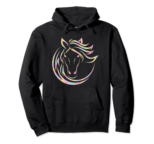 Horse Head Tie Die Boho Line Art Hoodie - Aesthetic Graphic Unisex - T-Shirt, Sweatshirt, Hoodie