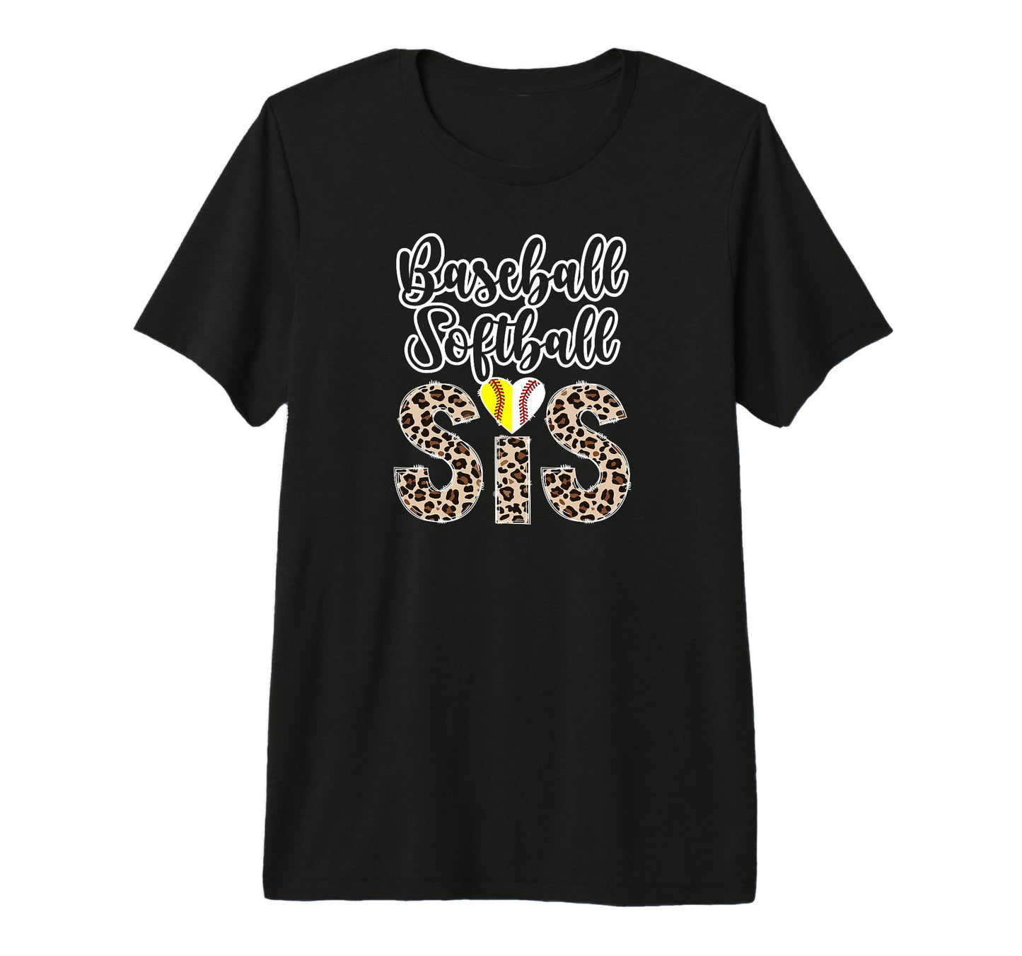 Baseball Softball Sis Leopard Softball T-Shirt - Unique Graphic Unisex - T-Shirt, Sweatshirt, Hoodie