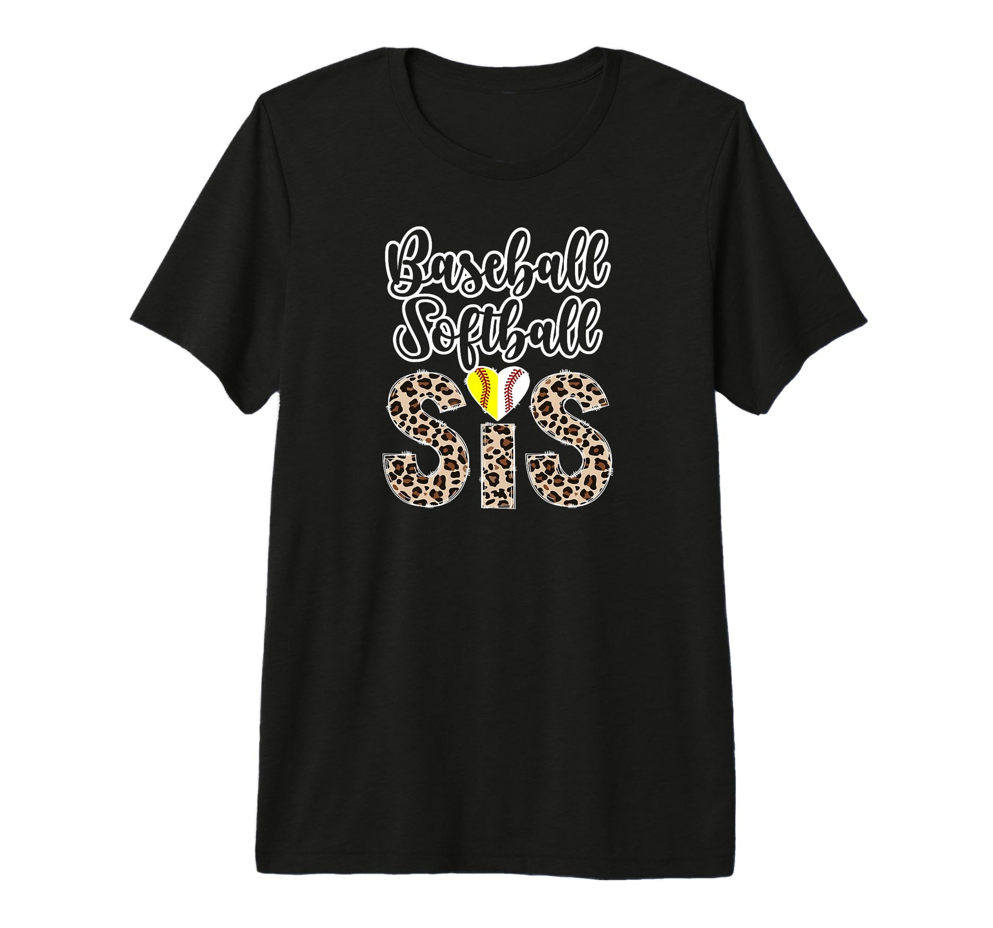 Baseball Softball Sis Leopard Softball T-Shirt - Unique Graphic Unisex - T-Shirt, Sweatshirt, Hoodie