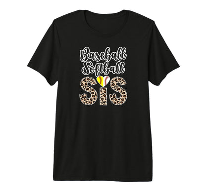 Baseball Softball Sis Leopard Softball T-Shirt - Unique Graphic Unisex - T-Shirt, Sweatshirt, Hoodie