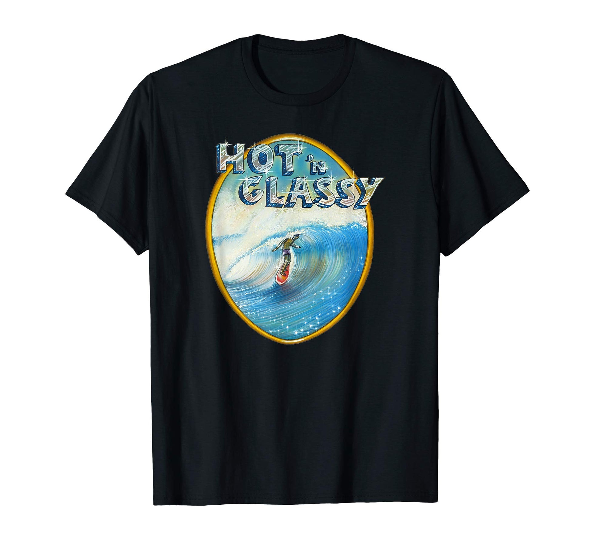 Surfing Hot N Glassy Surfer 70S T-Shirt - Casual Everyday Wear Men Women - T-Shirt, Sweatshirt, Hoodie