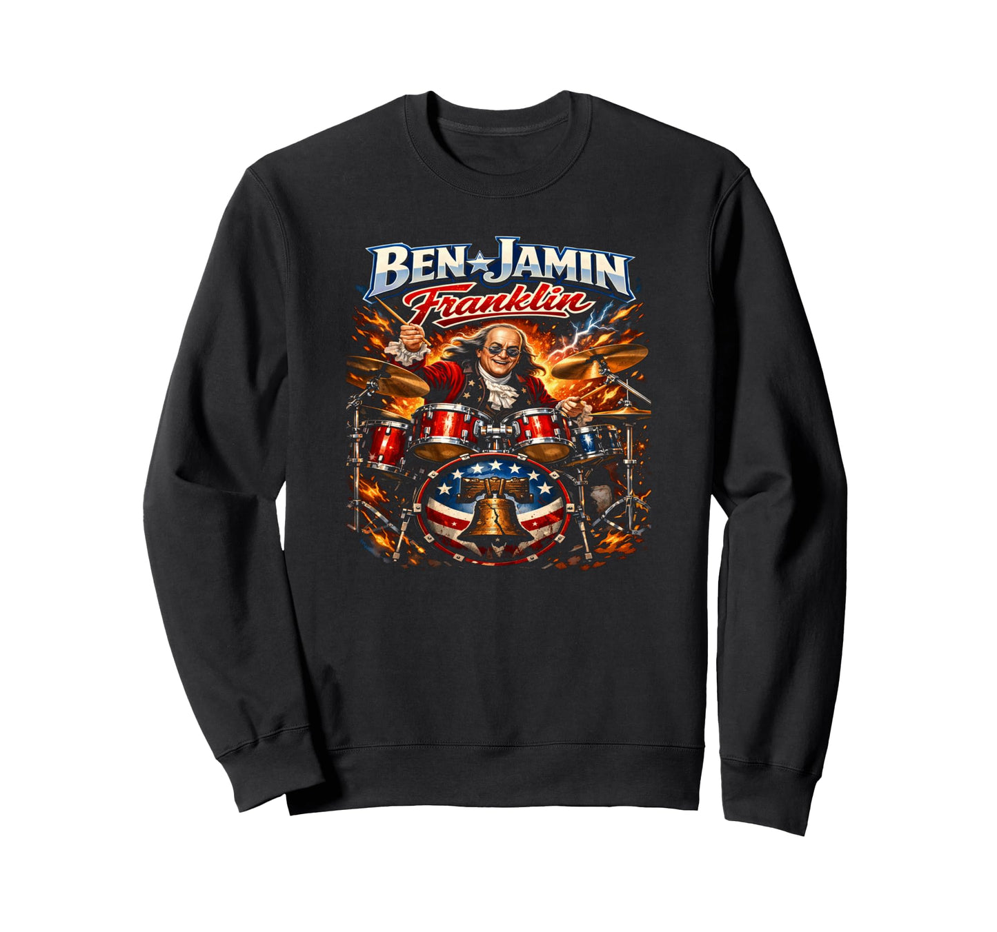 Benjamin Franklin Drummer Sweatshirt - Aesthetic Graphic Men Women - T-Shirt, Sweatshirt, Hoodie
