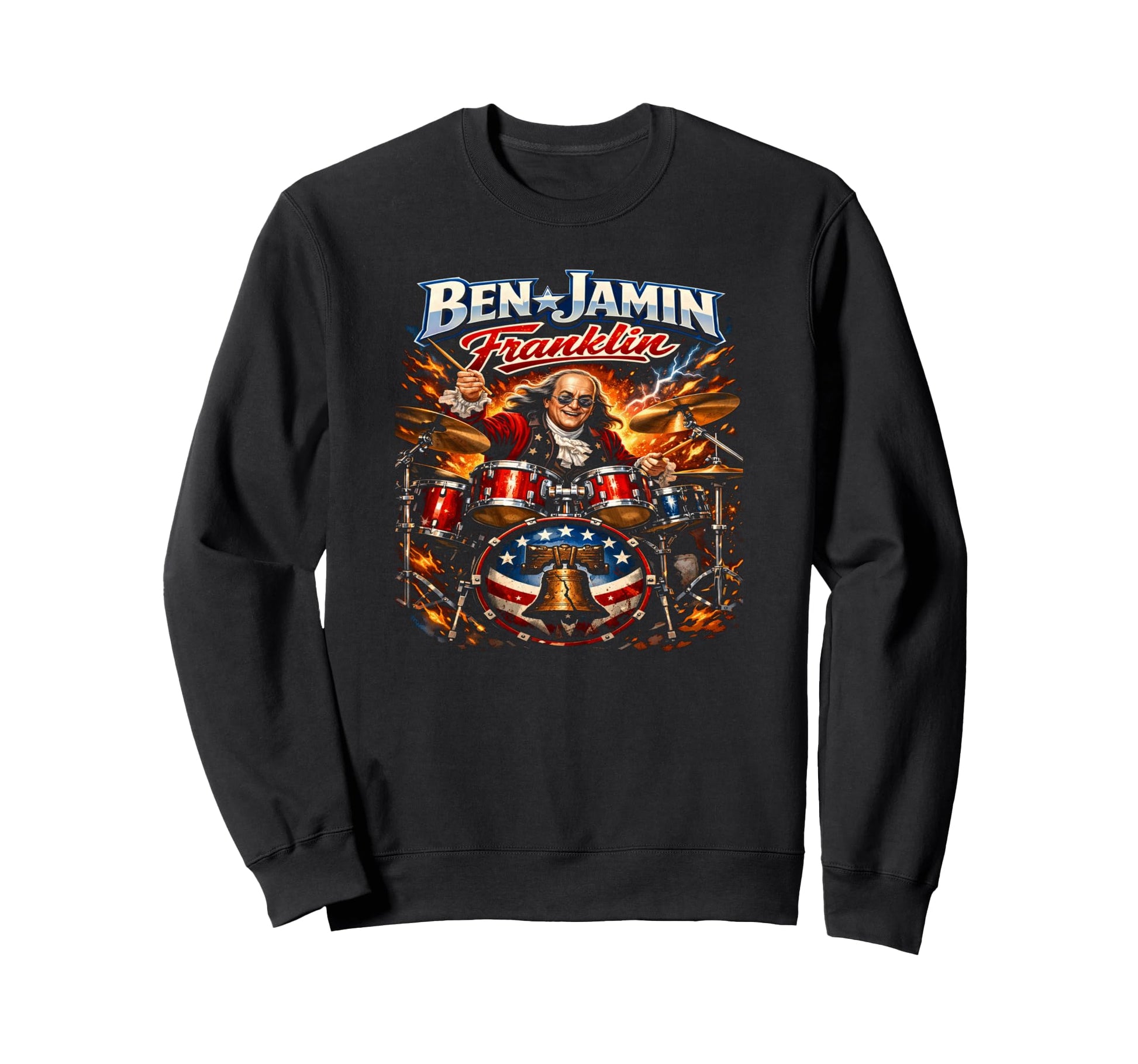 Benjamin Franklin Drummer Sweatshirt - Aesthetic Graphic Men Women - T-Shirt, Sweatshirt, Hoodie