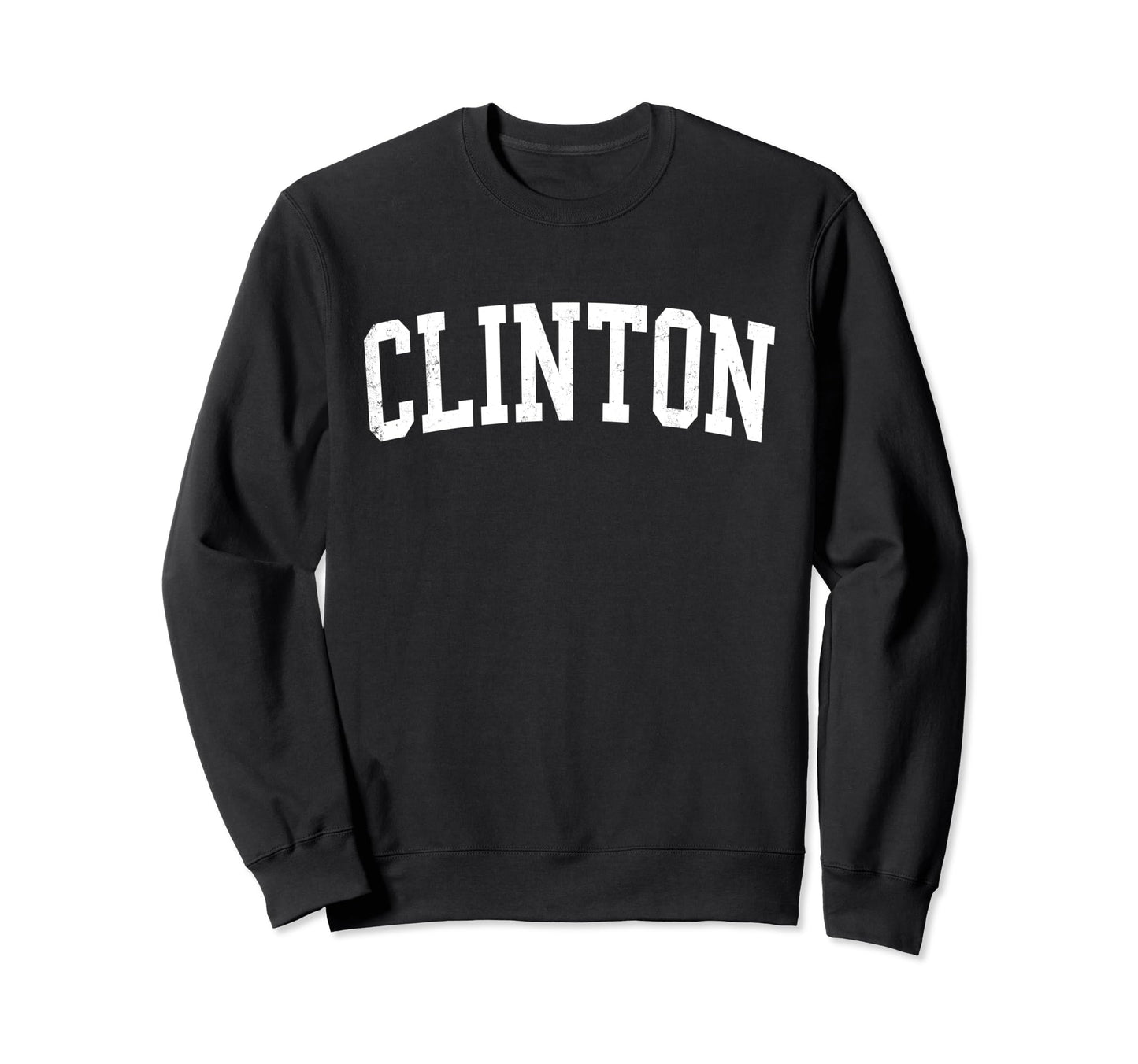 Clinton Ms Distressed White Varsity Sweatshirt - Custom Art Print Men Women - T-Shirt, Sweatshirt, Hoodie
