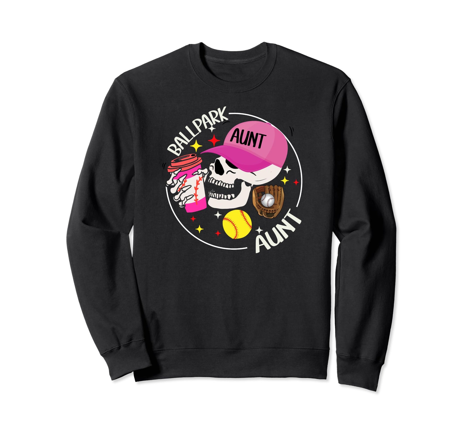 Ballpark Aunt Baseball Softball Sweatshirt - Custom Art Print for Adults - T-Shirt, Sweatshirt, Hoodie