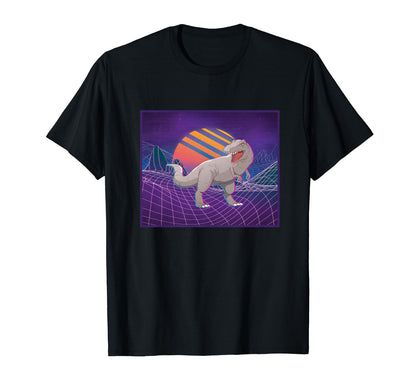 Dinosaur Computer Landscape Sunset T-Shirt - Minimalist Print for Adults - T-Shirt, Sweatshirt, Hoodie