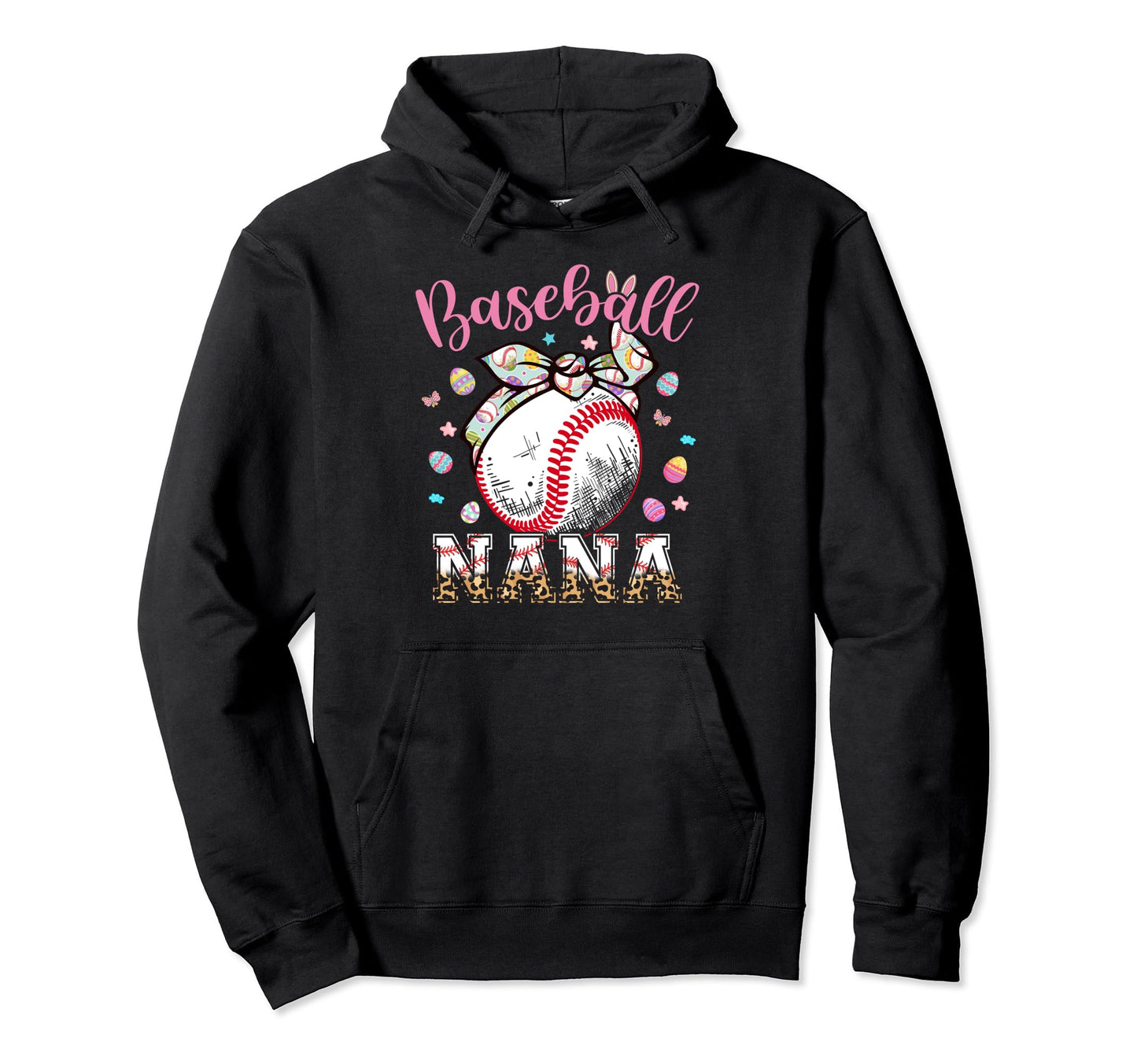 Baseball Nana Headband Leopard Baseball Hoodie - Graphic Print Men Women - T-Shirt, Sweatshirt, Hoodie
