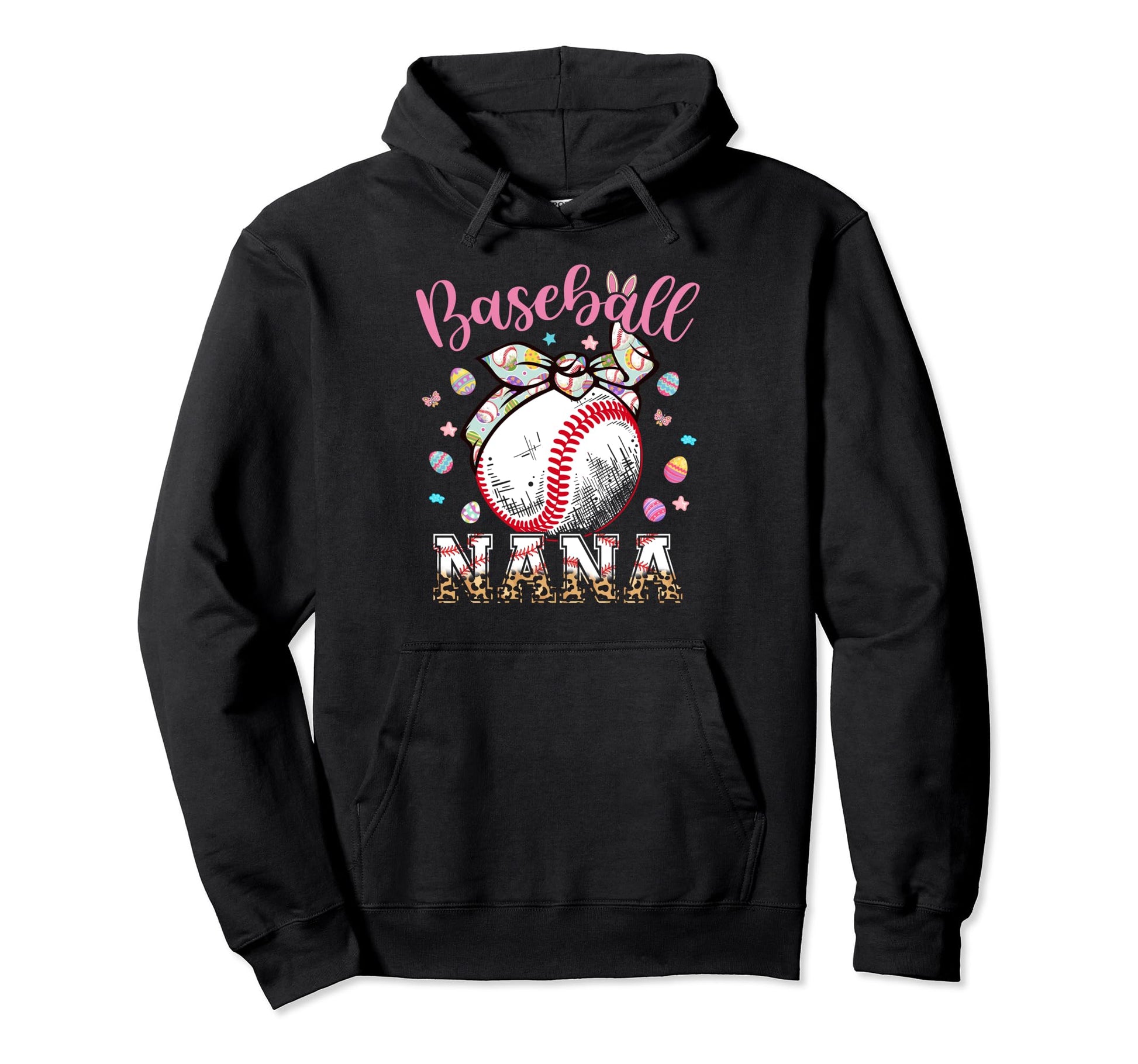 Baseball Nana Headband Leopard Baseball Hoodie - Graphic Print Men Women - T-Shirt, Sweatshirt, Hoodie