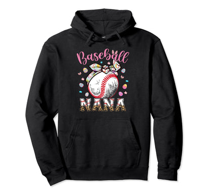 Baseball Nana Headband Leopard Baseball Hoodie - Graphic Print Men Women - T-Shirt, Sweatshirt, Hoodie