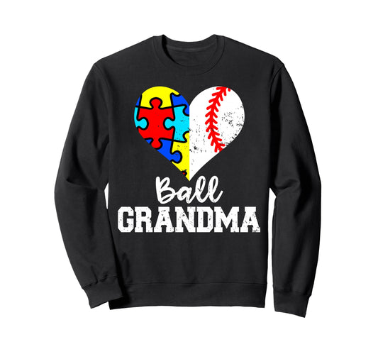 Ball Grandma Autism Baseball Sweatshirt - Custom Art Print for Adults - T-Shirt, Sweatshirt, Hoodie