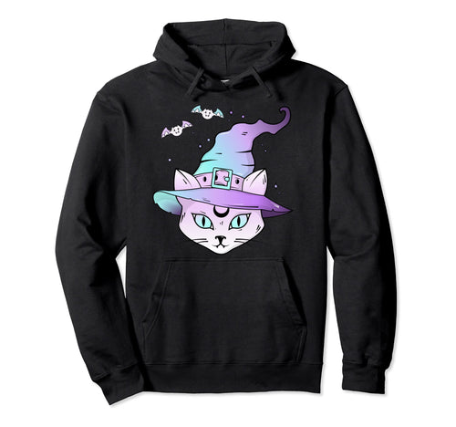 Pastel Goth Creepy Witch Cat Kawaii Goth Hoodie - Novelty Apparel Unisex - T-Shirt, Sweatshirt, Hoodie