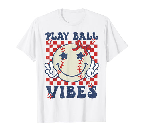 Play Ball Vibes Softball Baseball T-Shirt - Novelty Apparel Men Women - T-Shirt, Sweatshirt, Hoodie