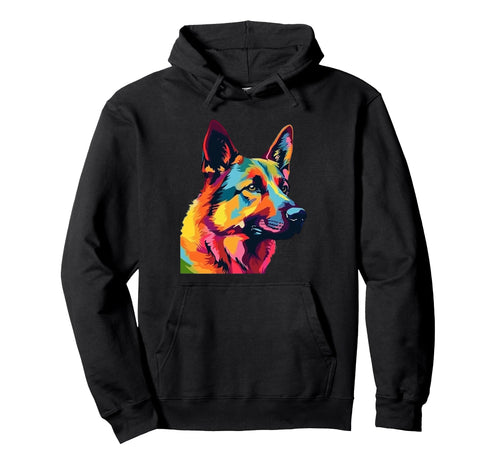 German Shepherd Rainbow Pop Art Paint Hoodie - Graphic Print Unisex - T-Shirt, Sweatshirt, Hoodie