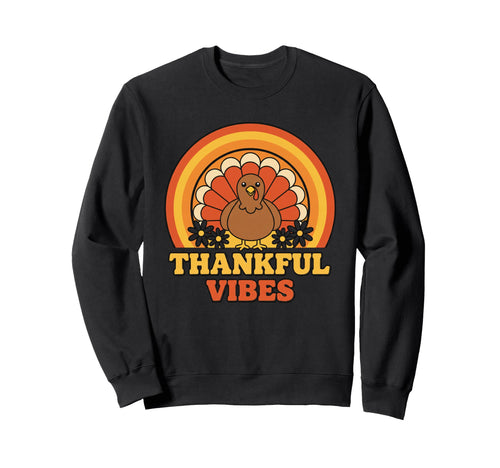 Thankful Vibes Turkey Rainbow Sweatshirt - Unique Graphic for Adults - T-Shirt, Sweatshirt, Hoodie