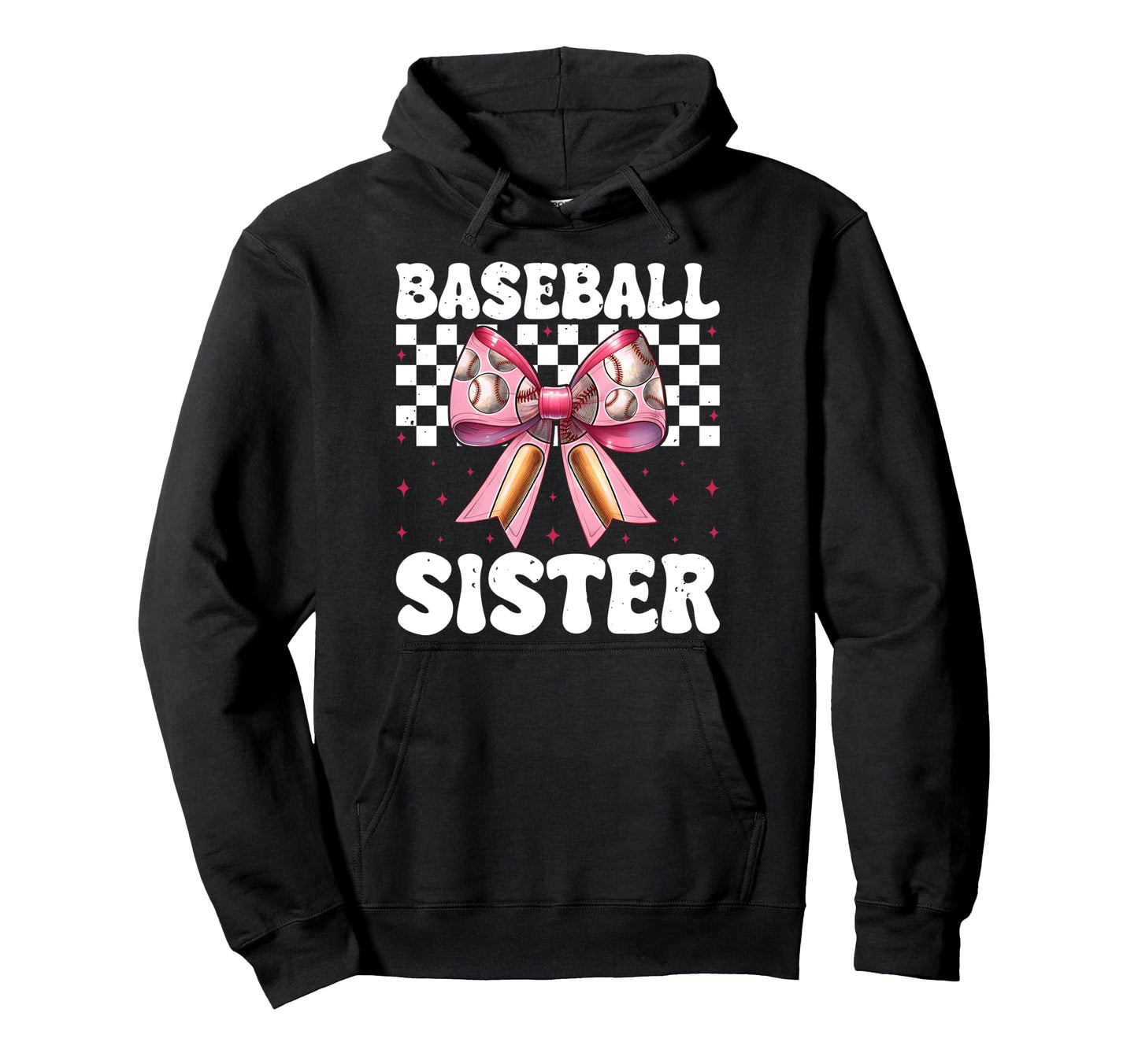 Baseball Sister Baseball Coquette Bow Hoodie - Fun Novelty Design Men Women - T-Shirt, Sweatshirt, Hoodie