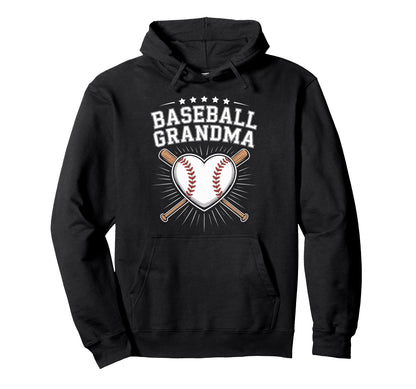 Baseball Grandma Heart Sports Fan Baseball Hoodie - Graphic Print Unisex - T-Shirt, Sweatshirt, Hoodie