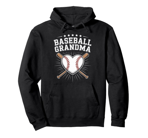 Baseball Grandma Heart Sports Fan Baseball Hoodie - Graphic Print Unisex - T-Shirt, Sweatshirt, Hoodie