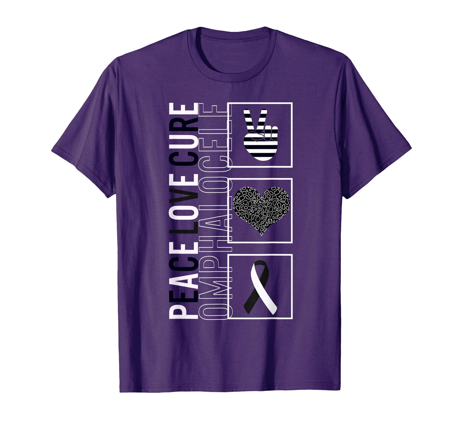 Peace Love Cure Omphalocele Awareness T-Shirt - Fun Novelty Design Unisex - T-Shirt, Sweatshirt, Hoodie