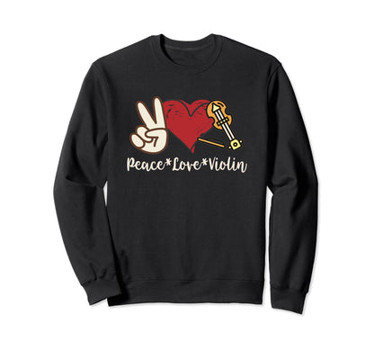 Peace Love Violin Sweatshirt - Trendy Graphic Men Women - T-Shirt, Sweatshirt, Hoodie