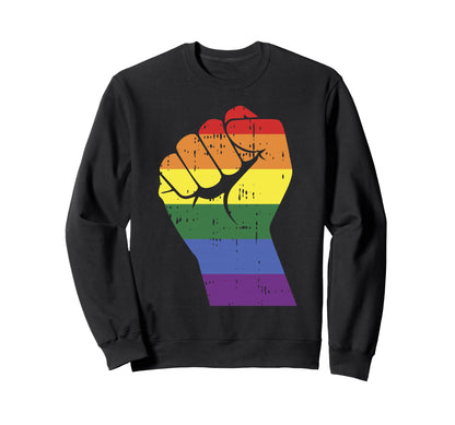 Resist Fist Rainbow Hand Gay Lgbt Sweatshirt - Streetwear Style Men Women - T-Shirt, Sweatshirt, Hoodie