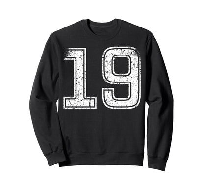 White Sports Team Number 19 Sweatshirt - Casual Everyday Wear Unisex - T-Shirt, Sweatshirt, Hoodie