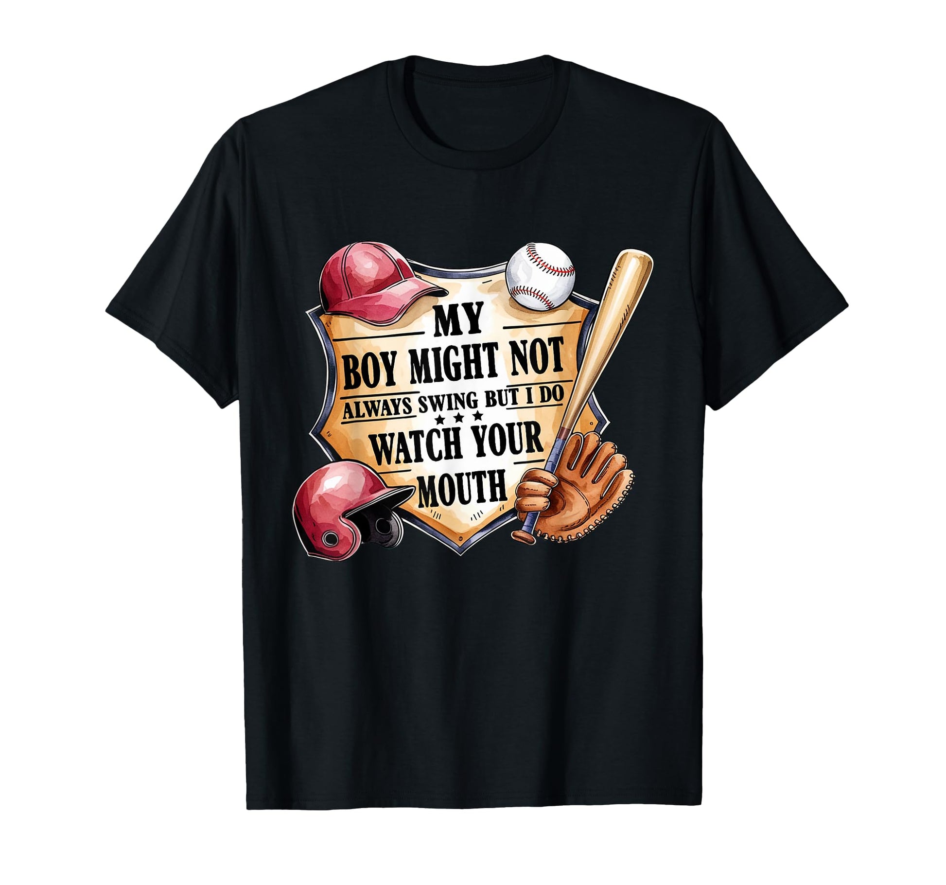 My Might Not Always Swing Funny Baseball T-Shirt - Minimalist Print Unisex - T-Shirt, Sweatshirt, Hoodie