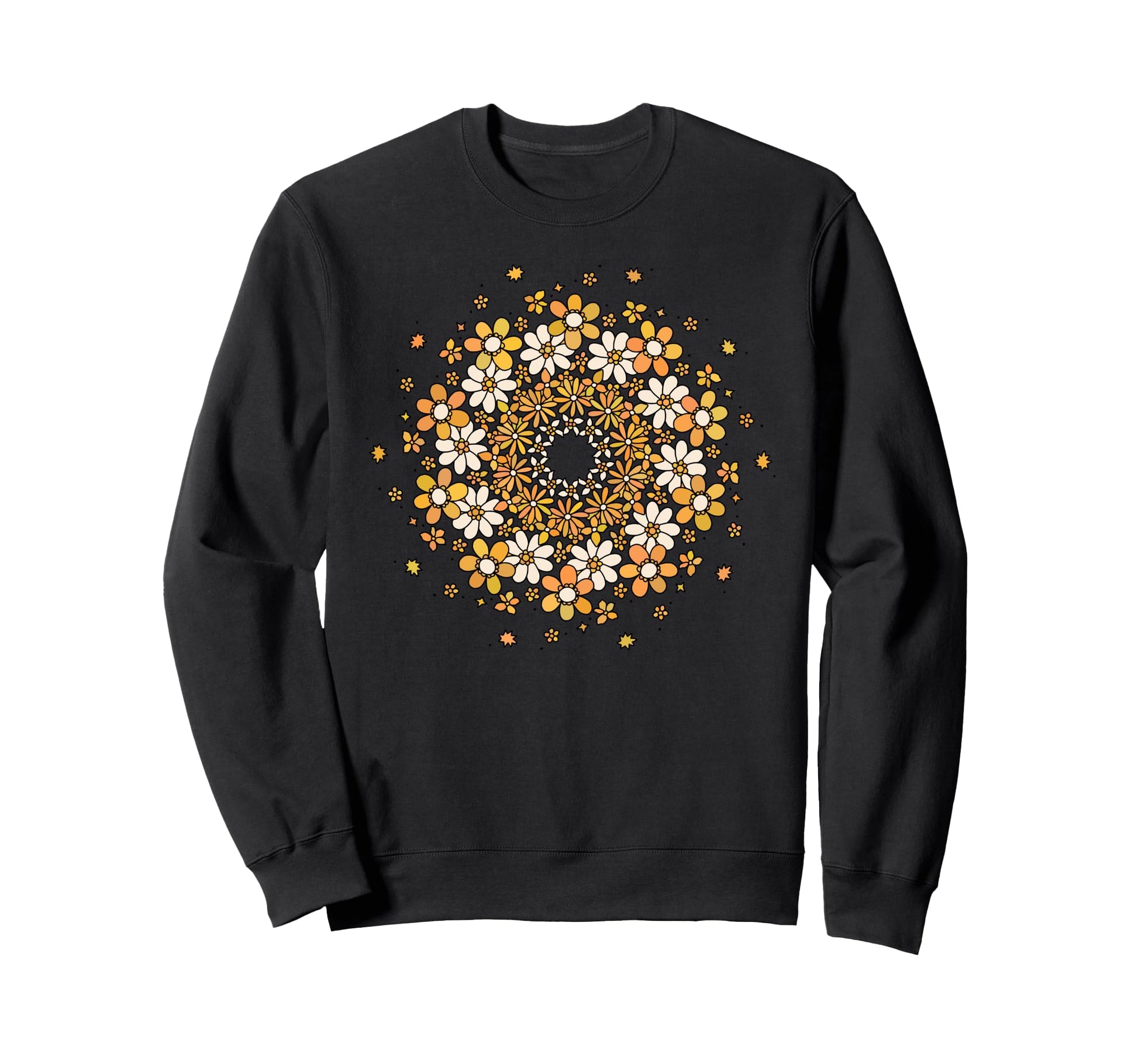 Orange And Yellow Flowers Boho Sweatshirt - Unique Graphic Men Women - T-Shirt, Sweatshirt, Hoodie