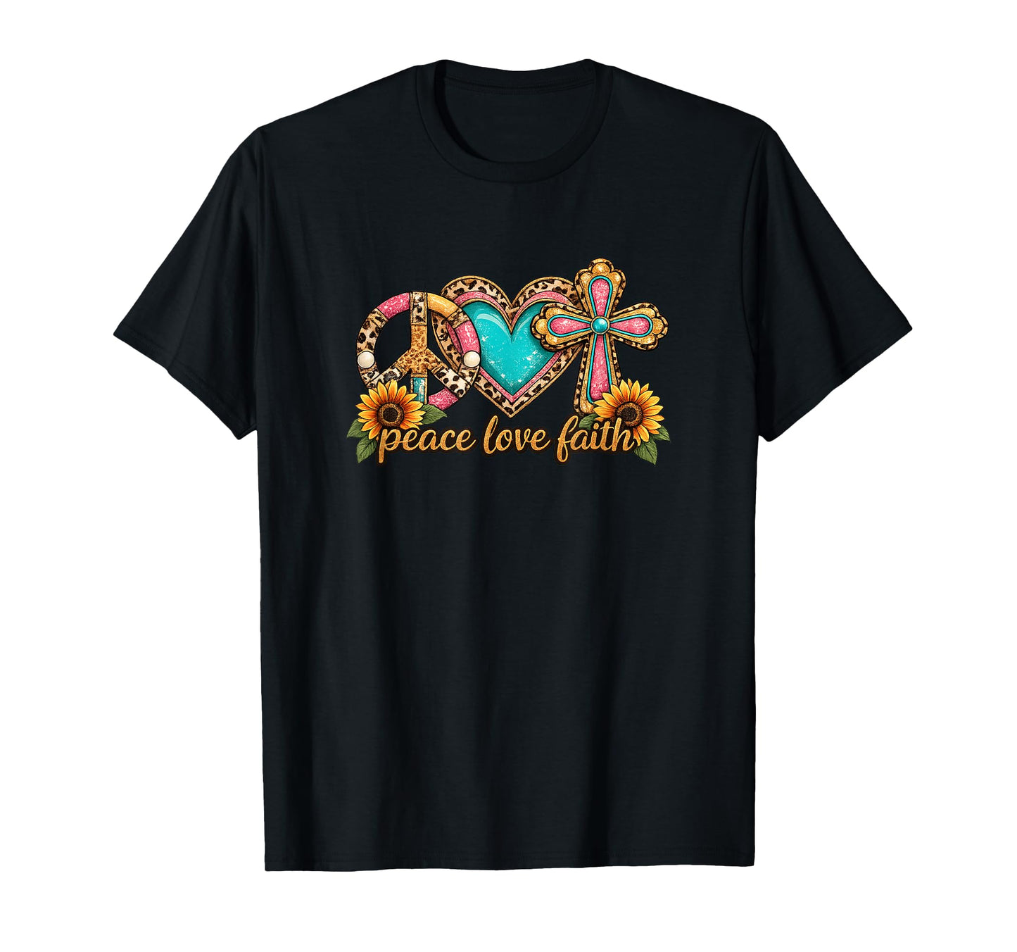 Peace Love Faith Christian Inspirational T-Shirt - Unique Graphic Unisex - T-Shirt, Sweatshirt, Hoodie