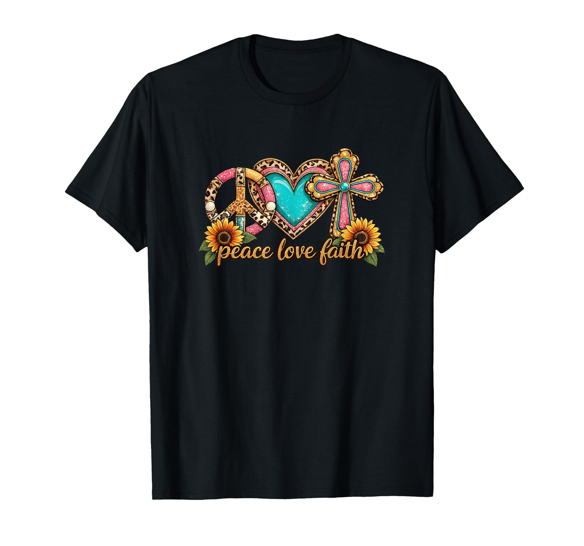 Peace Love Faith Christian Inspirational T-Shirt - Unique Graphic Unisex - T-Shirt, Sweatshirt, Hoodie