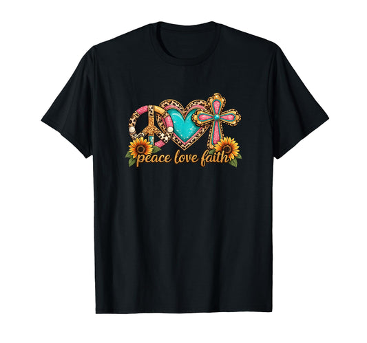 Peace Love Faith Christian Inspirational T-Shirt - Unique Graphic Unisex - T-Shirt, Sweatshirt, Hoodie