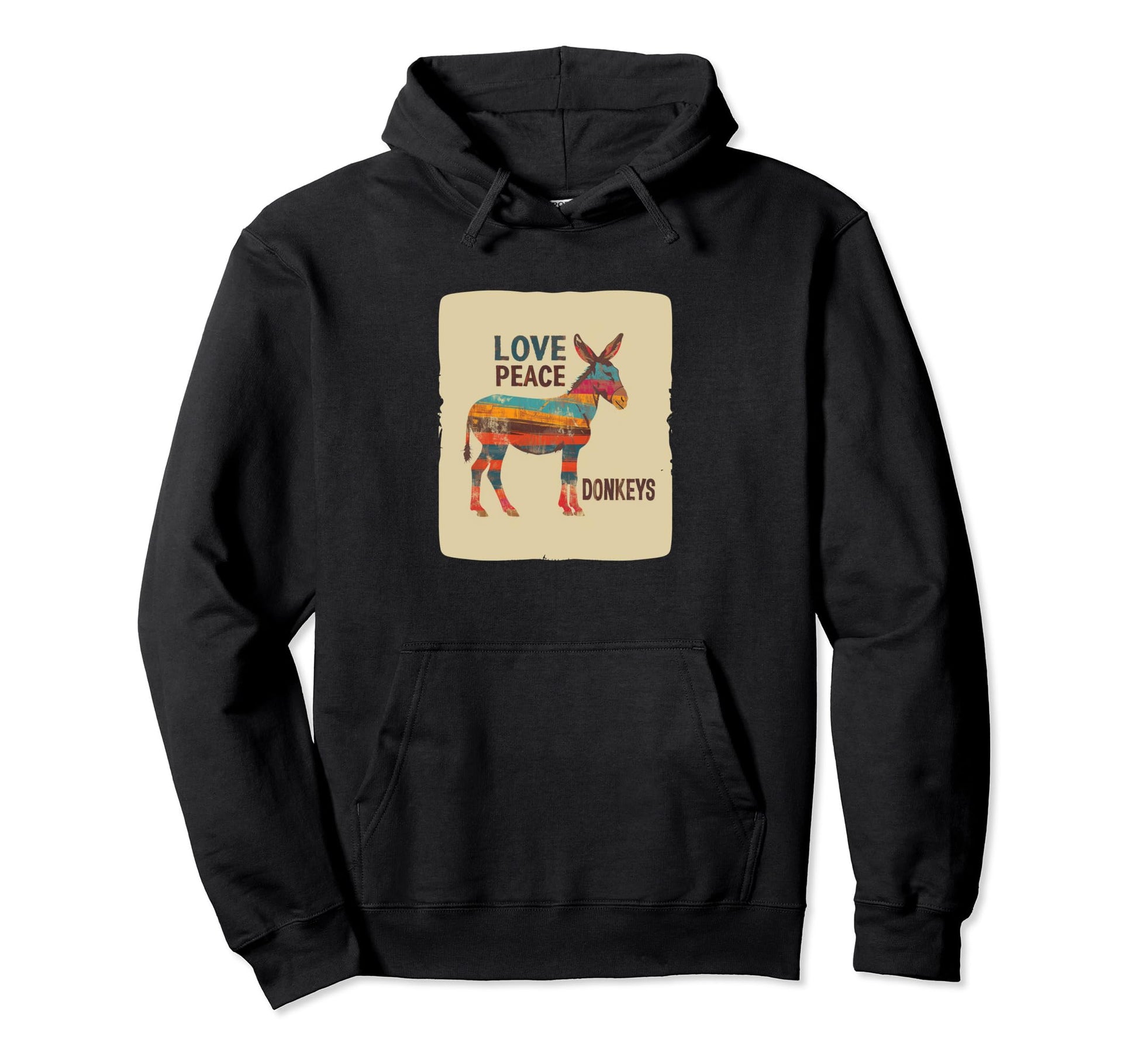 Colorful Love Peace Donkey Costume Hoodie - Streetwear Style Men Women - T-Shirt, Sweatshirt, Hoodie