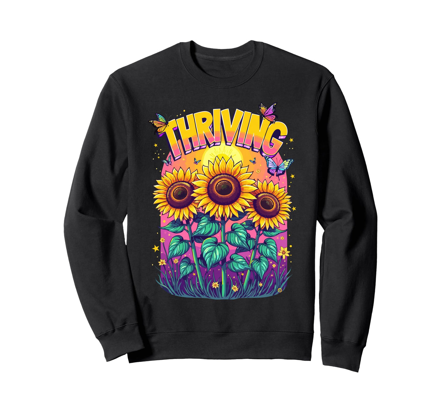 Thriving Sunflower Aesthetic Boho Sweatshirt - Unique Graphic Men Women - T-Shirt, Sweatshirt, Hoodie