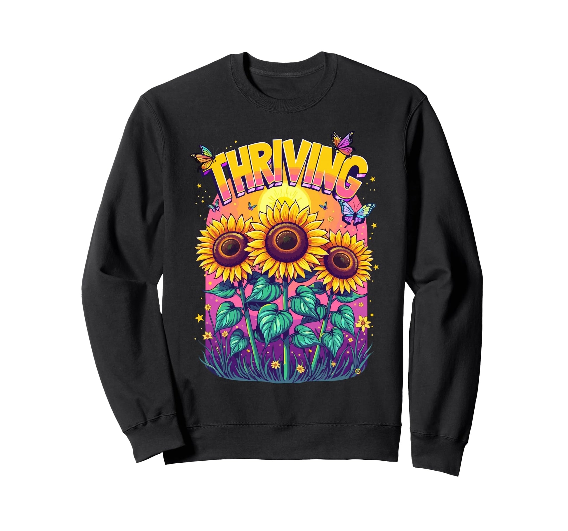 Thriving Sunflower Aesthetic Boho Sweatshirt - Unique Graphic Men Women - T-Shirt, Sweatshirt, Hoodie